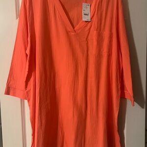 Vibrant Orange Women's Swim Cover Up Size XL Lands End NWT